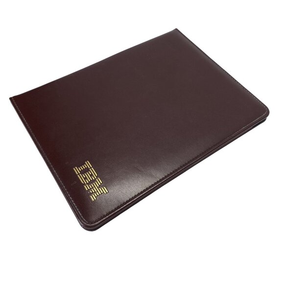 IBM Vintage Burgundy Leatherette Portfolio Padfolio With Pen Movie Prop - Picture 1 of 8